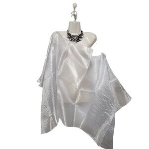 Silver Sheer Scarf Sequin Embellish Organza Scarf- NEW